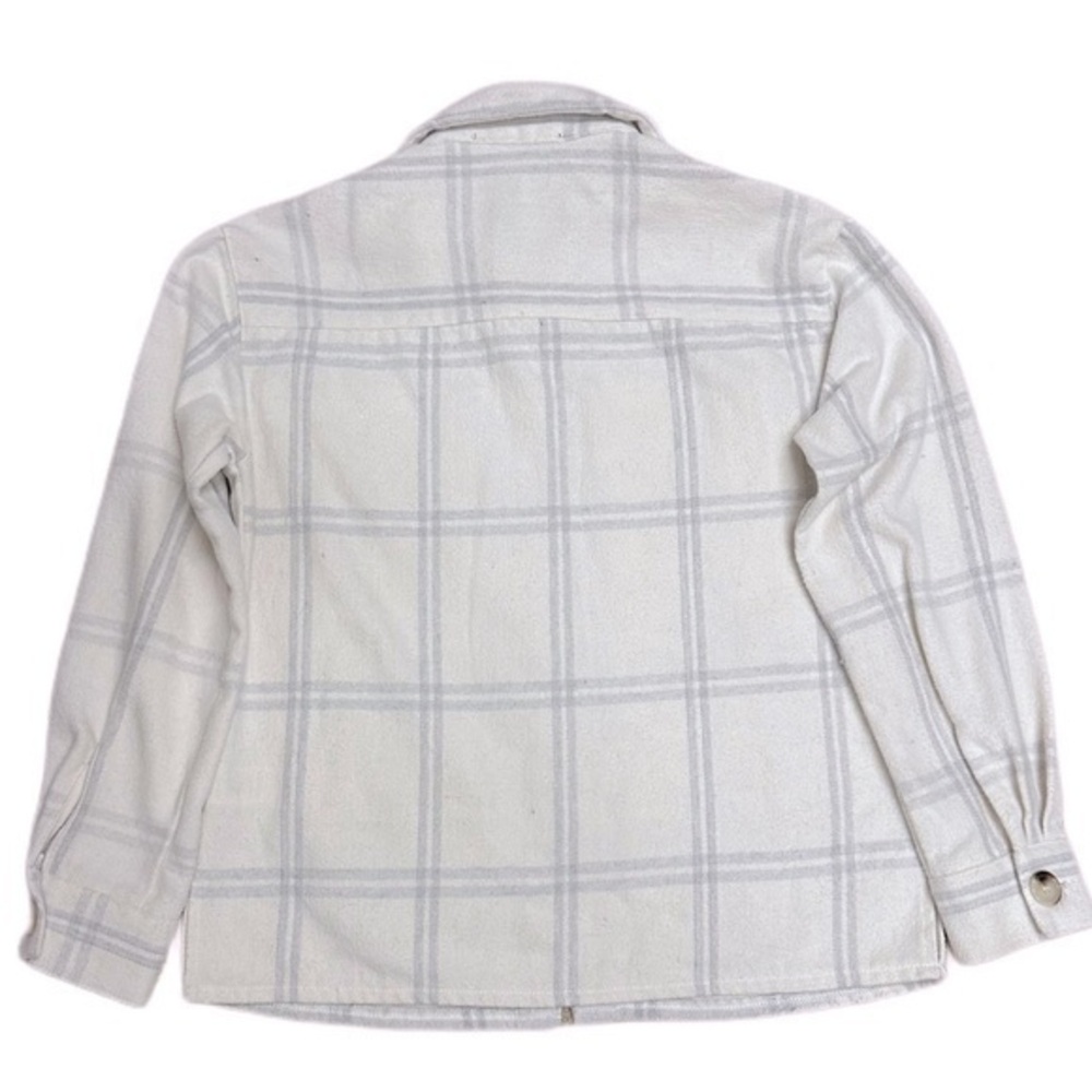 Kendall + Kylie Plaid Button Front Shacket White Grey Womens Size S - Picture 2 of 4